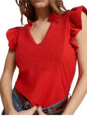 Nation LTD ruffle sleeved top with smocked front Women’s size L